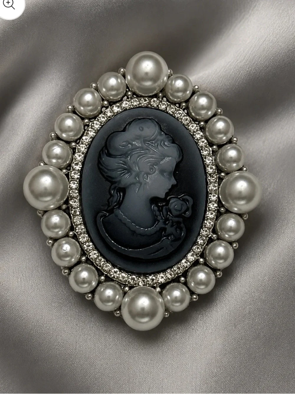 Gold Dipped Pearl Epoxy Cameo Brooch